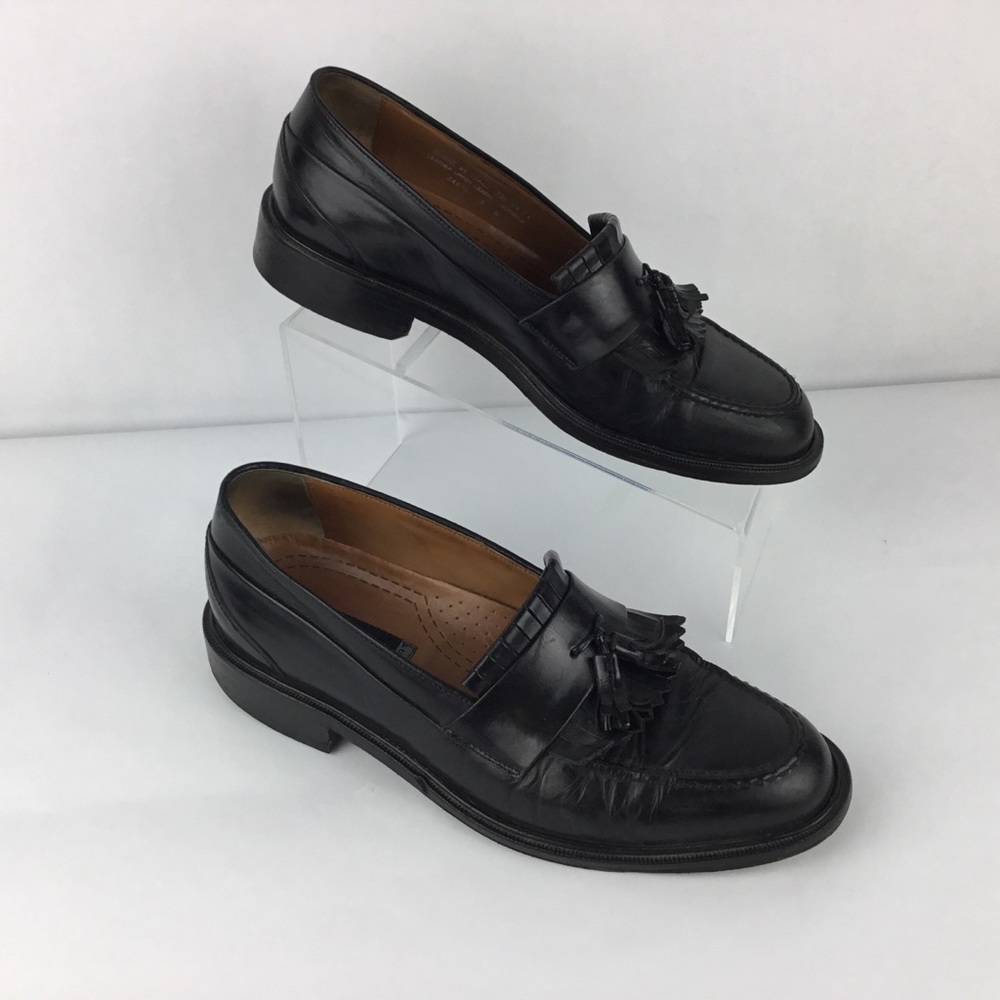 Bostonians Men Black Moc Toe Kilt Tassel Italy 8M